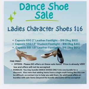 SALE - Capezio (551, 550, 650) Ladies Character Shoes - New in Box - Black/Tan